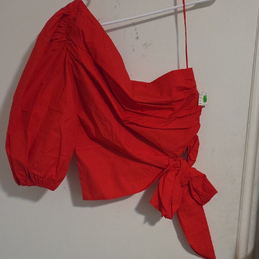 Karlie Vibrant Red One-Shoulder Blouse